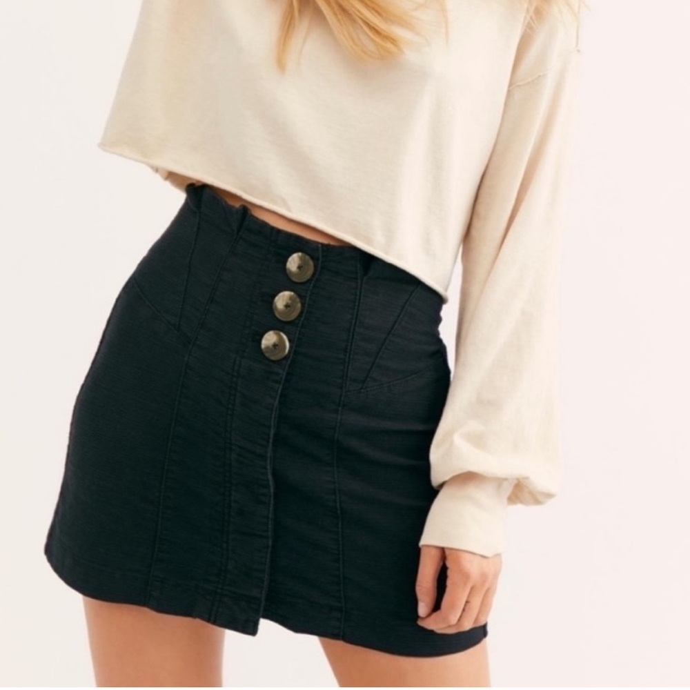 Free People Black Mini Skirt